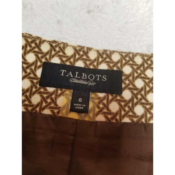 Talbots Womens Textured Cotton A-Line Pleated Skirt Size 6 Knee Length Lined - Picture 2 of 7